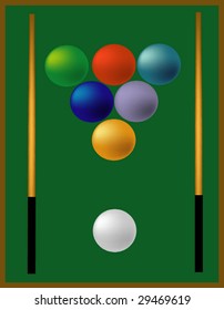 vector illustration of sign of snookers with color balls