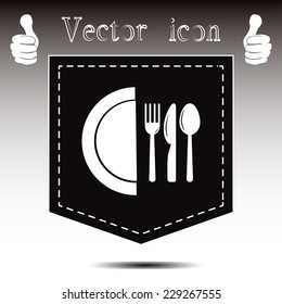 vector illustration sign with spoon, fork and knife