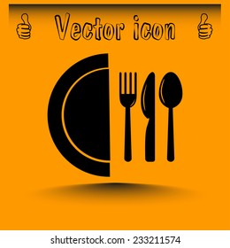 vector illustration sign with spoon, fork and knife