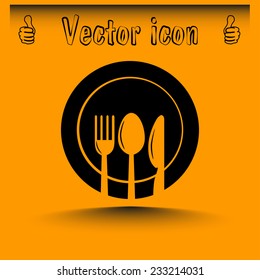 vector illustration sign with spoon, fork and knife
