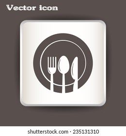vector illustration sign with spoon, fork and knife