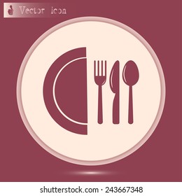vector illustration sign with spoon, fork and knife