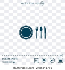 vector illustration sign with spoon, fork and knife