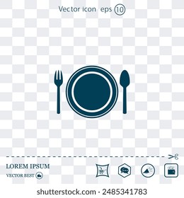 vector illustration of the sign with a spoon, a fork and a plate
