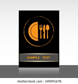 vector illustration sign with spoon, fork and knife