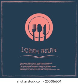 vector illustration sign with spoon, fork and knife
