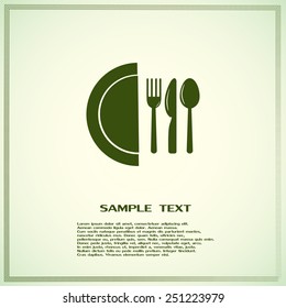 vector illustration sign with spoon, fork and knife
