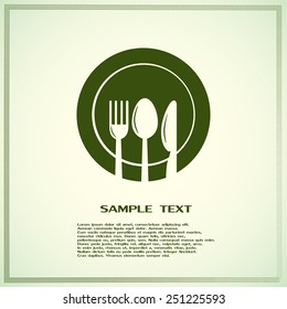vector illustration sign with spoon, fork and knife