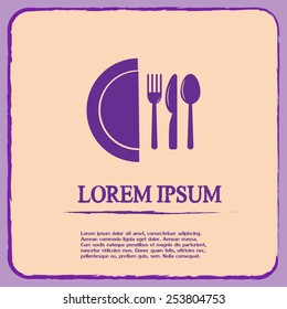 vector illustration sign with spoon, fork and knife
