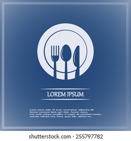 vector illustration sign with spoon, fork and knife
