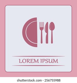 vector illustration sign with spoon, fork and knife