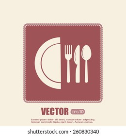 vector illustration sign with spoon, fork and knife