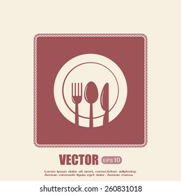 vector illustration sign with spoon, fork and knife