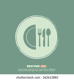 vector illustration sign with spoon, fork and knife