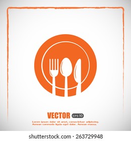 vector illustration sign with spoon, fork and knife