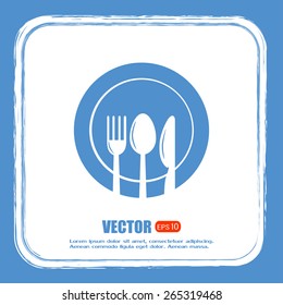 vector illustration sign with spoon, fork and knife