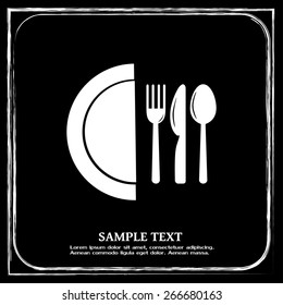vector illustration sign with spoon, fork and knife