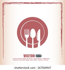 vector illustration sign with spoon, fork and knife