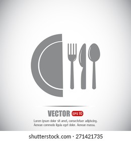 vector illustration sign with spoon, fork and knife