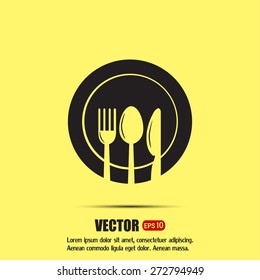 vector illustration sign with spoon, fork and knife