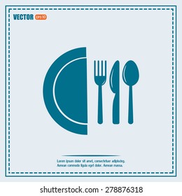 vector illustration sign with spoon, fork and knife