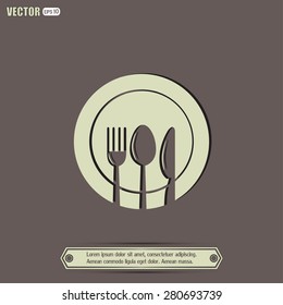 vector illustration sign with spoon, fork and knife