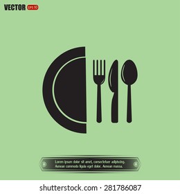 vector illustration sign with spoon, fork and knife