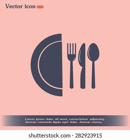 vector illustration sign with spoon, fork and knife