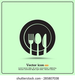 vector illustration sign with spoon, fork and knife