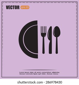 vector illustration sign with spoon, fork and knife