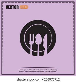 vector illustration sign with spoon, fork and knife