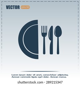 vector illustration sign with spoon, fork and knife