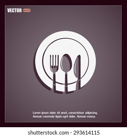 vector illustration sign with spoon, fork and knife