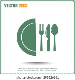vector illustration sign with spoon, fork and knife