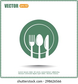 vector illustration sign with spoon, fork and knife