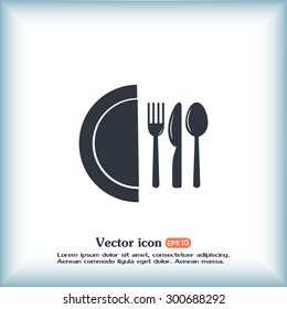 vector illustration sign with spoon, fork and knife