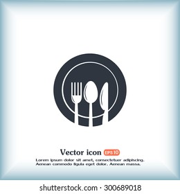 vector illustration sign with spoon, fork and knife