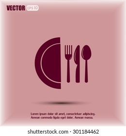 vector illustration sign with spoon, fork and knife