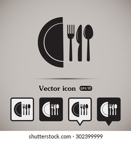 vector illustration sign with spoon, fork and knife