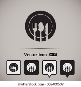 vector illustration sign with spoon, fork and knife