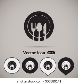 vector illustration sign with spoon, fork and knife