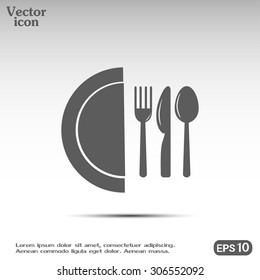 vector illustration sign with spoon, fork and knife