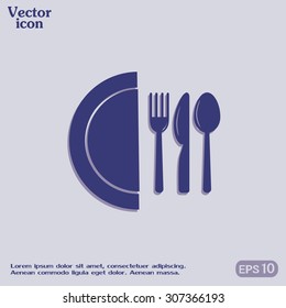 vector illustration sign with spoon, fork and knife