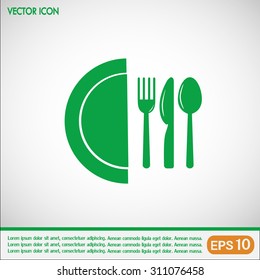 vector illustration sign with spoon, fork and knife