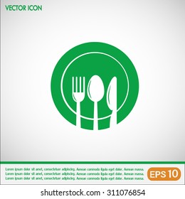 vector illustration sign with spoon, fork and knife