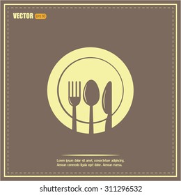 vector illustration sign with spoon, fork and knife
