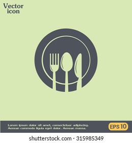 vector illustration sign with spoon, fork and knife