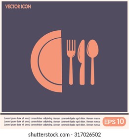 vector illustration sign with spoon, fork and knife