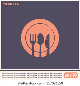 vector illustration sign with spoon, fork and knife