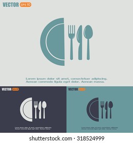 vector illustration sign with spoon, fork and knife